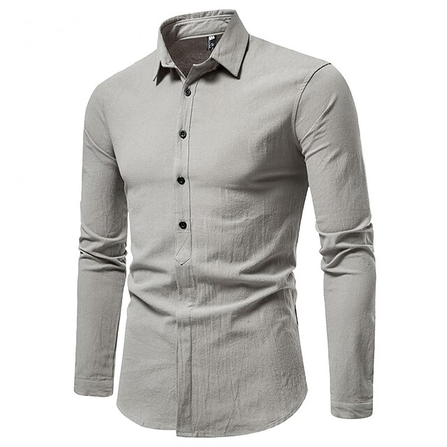 Mens Clothing Mens Shirts | Mens Dress Shirt Solid Color Turndown Street Daily Button-Down Long Sleeve Tops Cotton Business Clas