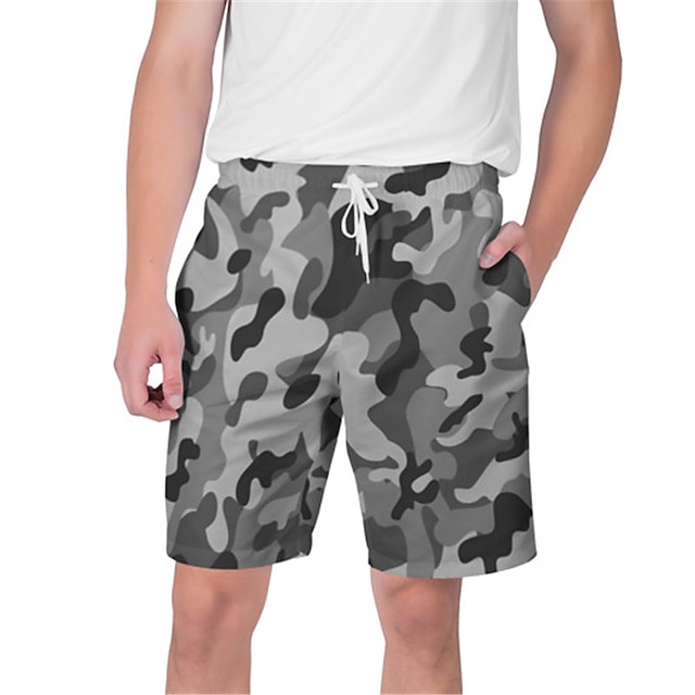 

Men's Streetwear Hawaiian Shorts Beach Shorts 3D Print Elastic Drawstring Design Short Pants Casual Daily Graphic Camouflage Breathable Soft Mid Waist Blue Gray Purple Yellow S M L XL XXL