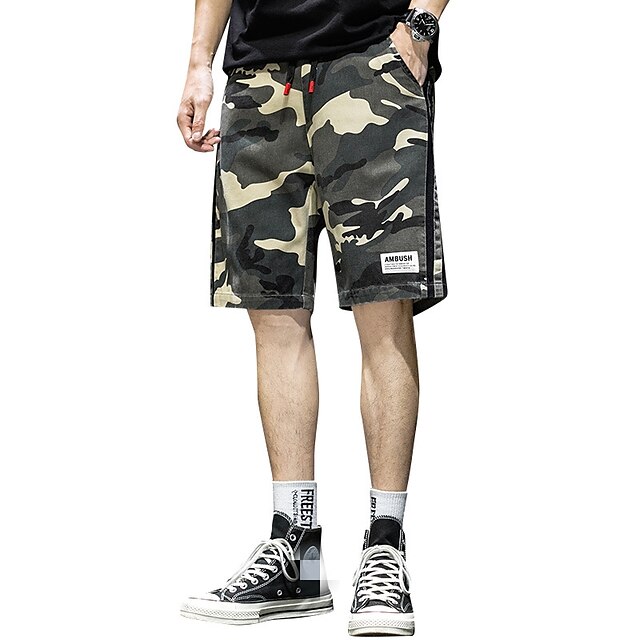 

Men's Chic Modern Casual / Sporty Shorts Patchwork Knee Length Pants Daily Gym Micro-elastic Camouflage Mid Waist Camouflage M L XL XXL 3XL