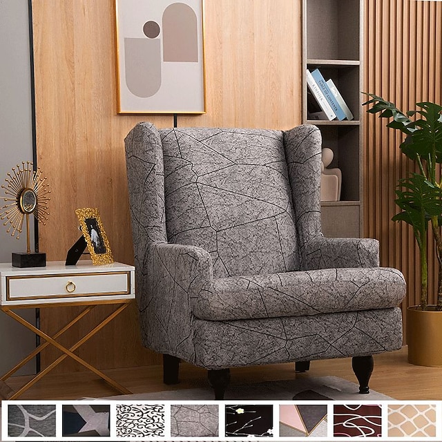 

1 Piece Stretch Wingback Chair Cover Wing Chair Slipcovers Spandex Fabric Wingback Armchair Covers with Elastic Bottom for Living Room Bedroom Decor