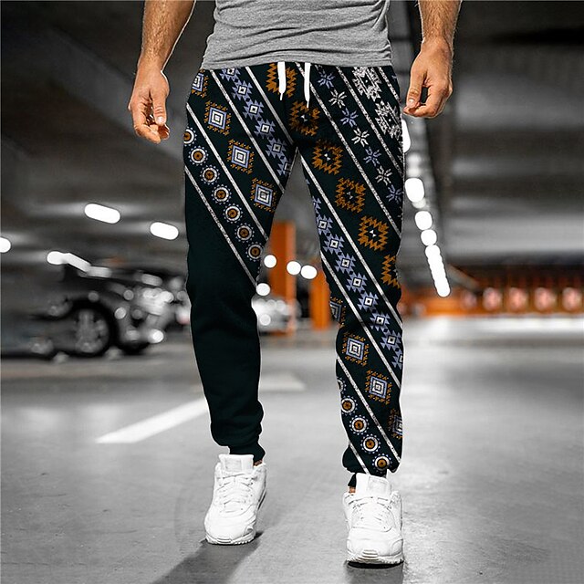 

Men's Designer Casual / Sporty Jogger Sweatpants Trousers 3D Print Elastic Drawstring Design Pants Daily Leisure Sports Micro-elastic Graphic Geometry Breathable Soft Mid Waist Black S M L XL XXL