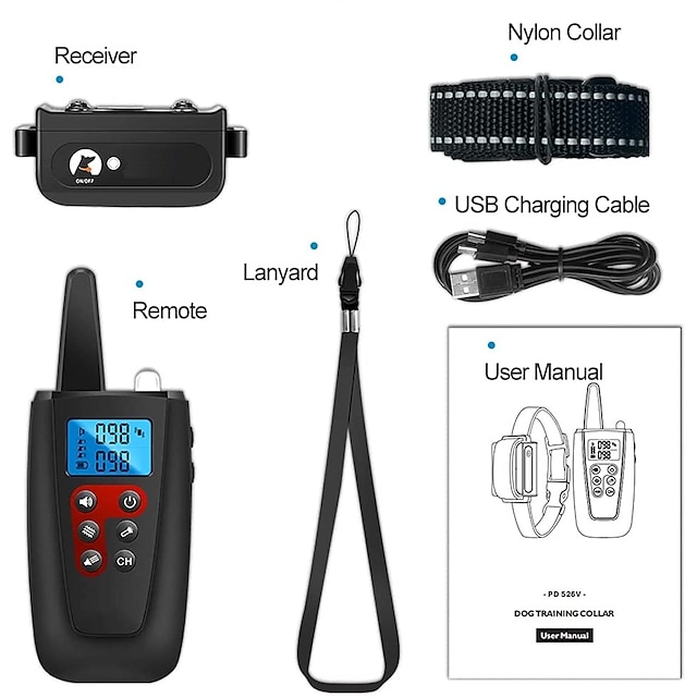 No Shock Dog Training Collar 3300ft Range Beep Vibrating Pet Trainer IPX7 Waterproof