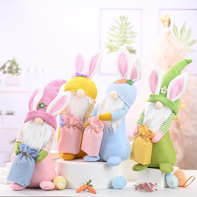 Easter Bunny Gnomes Plush Easter Bunny Spring Room Decorations Present Cute Gnomes Plush GHI Easter Decorations for The Home Handmade Rabbit Gifts Easter Ornaments