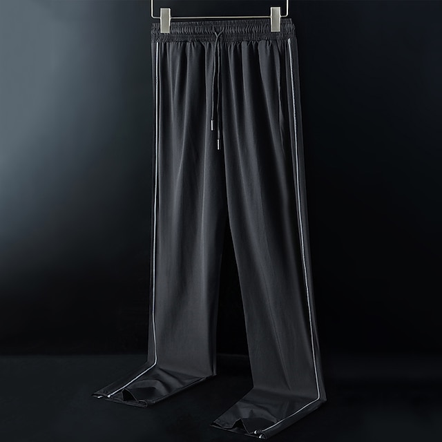 

Men's Fashion Streetwear Sweatpants Trousers Pocket Reflective Strip Elastic Drawstring Design Pants Sports Outdoor Casual Micro-elastic Solid Color Quick Dry Soft Mid Waist Black L XL XXL 3XL