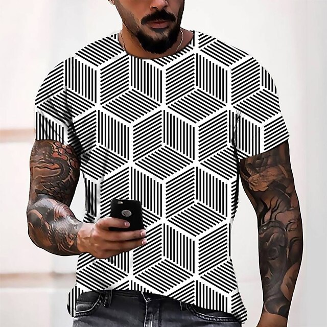 

Men's Tee T shirt 3D Print Graphic Round Neck Casual Daily 3D Print Short Sleeve Tops Fashion Designer Cool Comfortable White