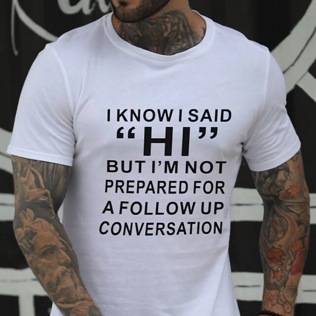 

Men's T shirt Hot Stamping Graphic Prints Letter Crew Neck Casual Daily Print Short Sleeve Tops Lightweight Casual Big and Tall Sports Blue White Black