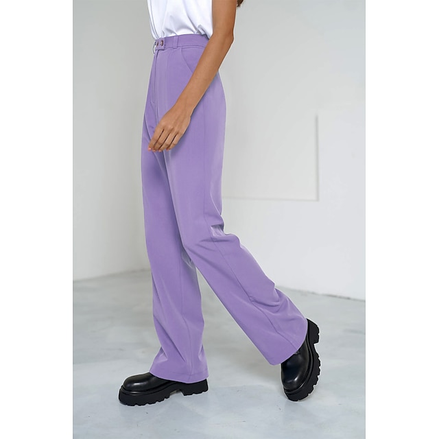 Womens Clothing Womens Bottoms | Womens Fashion Dress Pants Side Pockets Full Length Pants Daily Work Micro-elastic Plain Comfor