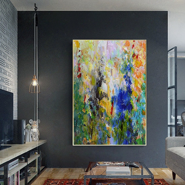  Oil Painting Hand Painted Vertical Panoramic Abstract Landscape Modern Rolled Canvas (No Frame)