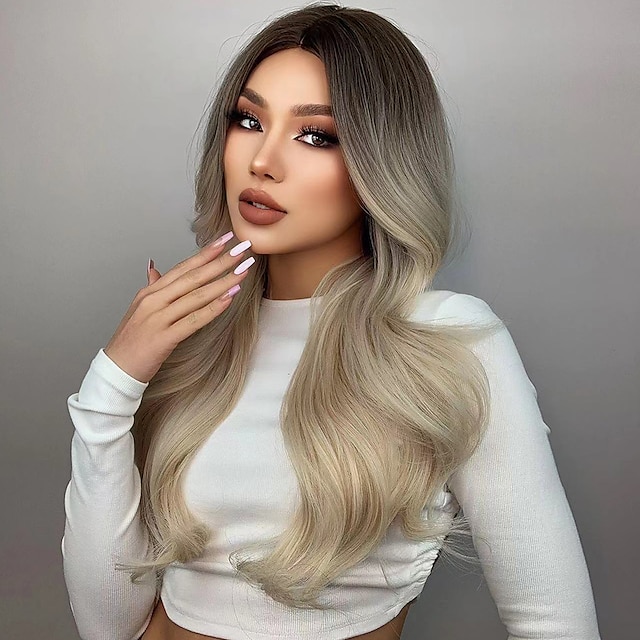 Beauty & Hair Wigs & Hair Pieces | HAIRCUBE Honey Blonde Highlighted Wigs Ombre Brown Long Body Wave Synthetic Wig for Black Wom