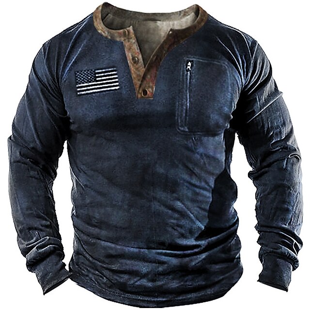 

Men's Plus Size Sweatshirt Pullover Graphic National Flag Sports Outdoor Casual Daily 3D Print Basic Casual Hoodies Sweatshirts Long Sleeve Blue / Vintage / Military