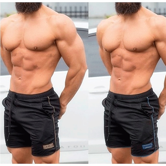 

Men's Chic Modern Casual / Sporty Shorts Knee Length Pants Daily Gym Micro-elastic Patchwork Mid Waist Blue Black Gold Red M L XL XXL 3XL