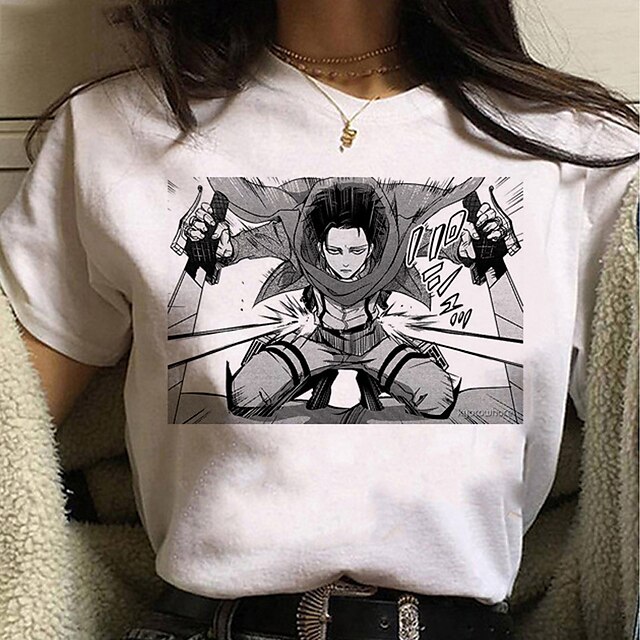 

Inspired by Attack on Titan Eren Yeager Levi·Ackerman T-shirt Cartoon 100% Polyester Anime Harajuku Graphic Kawaii T-shirt For Men's / Women's / Couple's