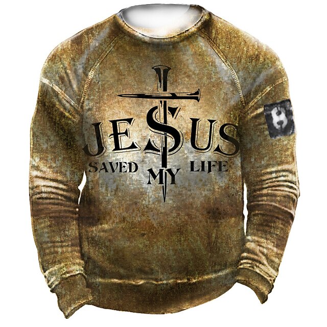 

Men's Sweatshirt Pullover Graphic Letter Print Sports Outdoor Casual Daily 3D Print Basic Casual Western Aztec Hoodies Sweatshirts Brown