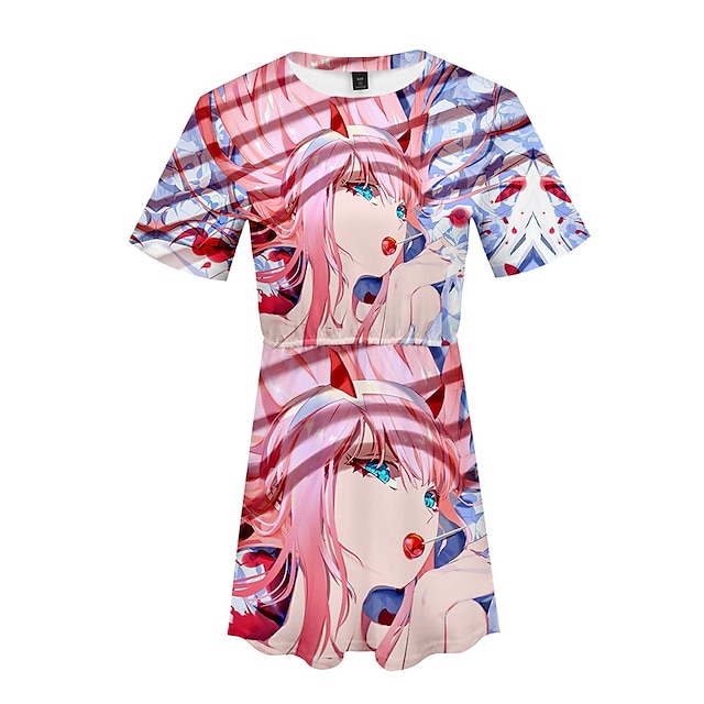 

Inspired by Darling in the Franxx Zero Two Dress Cartoon 100% Polyester Anime Harajuku Graphic Kawaii Dress For Women's