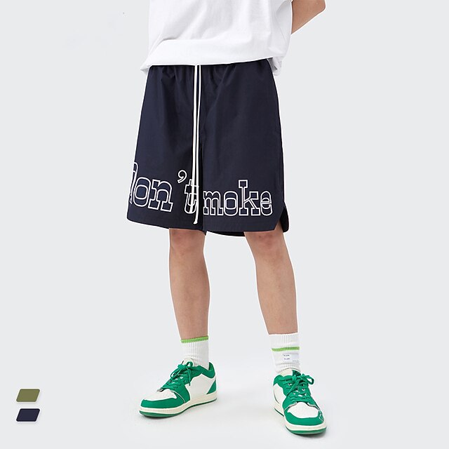 

Men's Stylish Casual / Sporty Shorts Elastic Waist Knee Length Pants Sports Outdoor Daily Micro-elastic Letter Comfort Breathable Mid Waist Green Black S M L XL