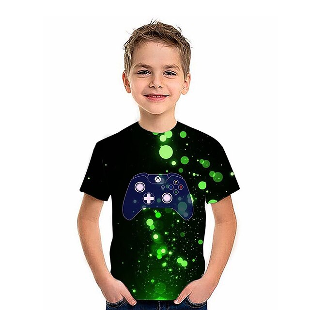  Kids Boys T shirt Short Sleeve 3D Print Game Green Children Tops Spring Summer Active Fashion Daily Daily Indoor Outdoor Regular Fit 3-12 Years