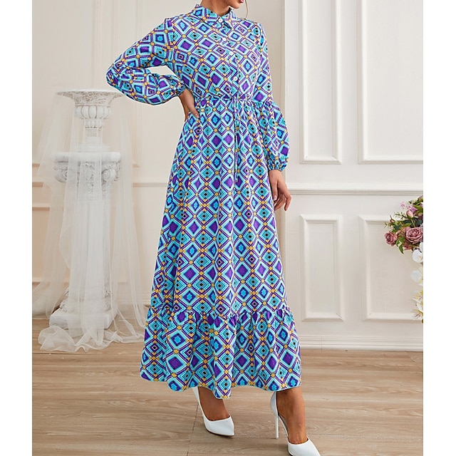 

Women's A Line Dress Maxi long Dress Blue Long Sleeve Pure Color Chiffon Spring Summer Round Neck Elegant Luxurious Elegant Butterfly Sleeve Mesh S M L XL