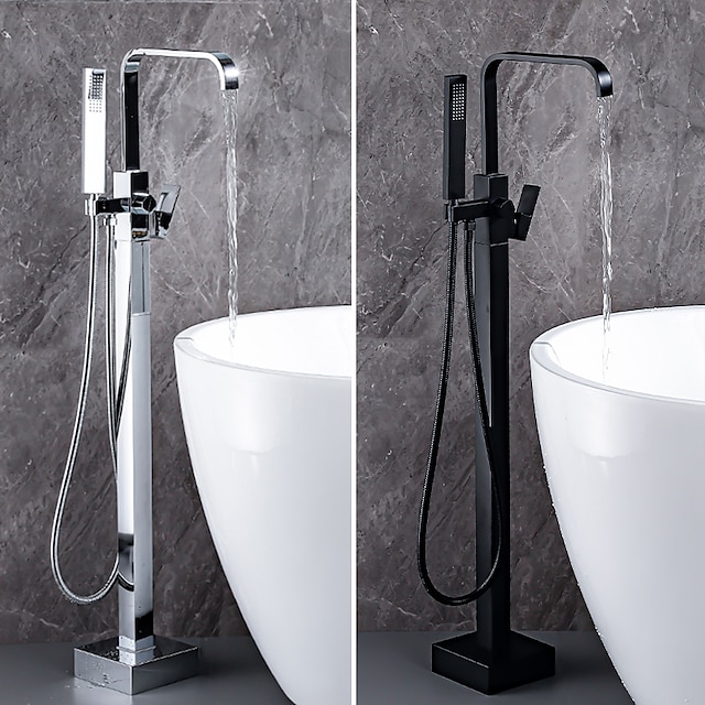  Bathtub Faucet - Contemporary Electroplated Free Standing Brass Valve Bath Shower Mixer Taps
