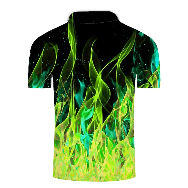 Men's Collar Polo Shirt Flame Golf Shirt Tennis Shirt Graphic Green ...