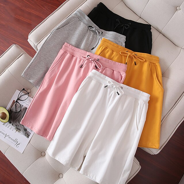 

Men's Stylish Casual / Sporty Shorts Pocket Elastic Waist Knee Length Pants Sports Outdoor Daily Micro-elastic Solid Color Comfort Breathable Mid Waist White Black Gray Pink Yellow 5XL L XL XXL 3XL