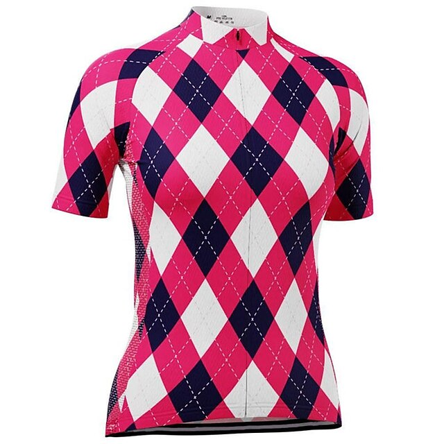 

21Grams Women's Short Sleeve Cycling Jersey Summer Spandex Red / White Plaid Checkered Bike Top Mountain Bike MTB Road Bike Cycling Quick Dry Moisture Wicking Sports Clothing Apparel / Stretchy
