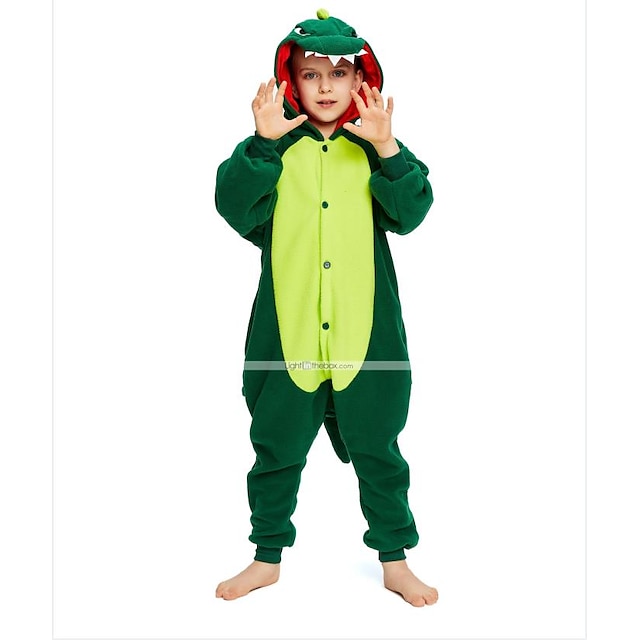 Toys & Hobbies Cosplay & Costumes | Kids Kigurumi Pajamas Dinosaur Animal Onesie Pajamas Polar Fleece Green Cosplay For Boys and