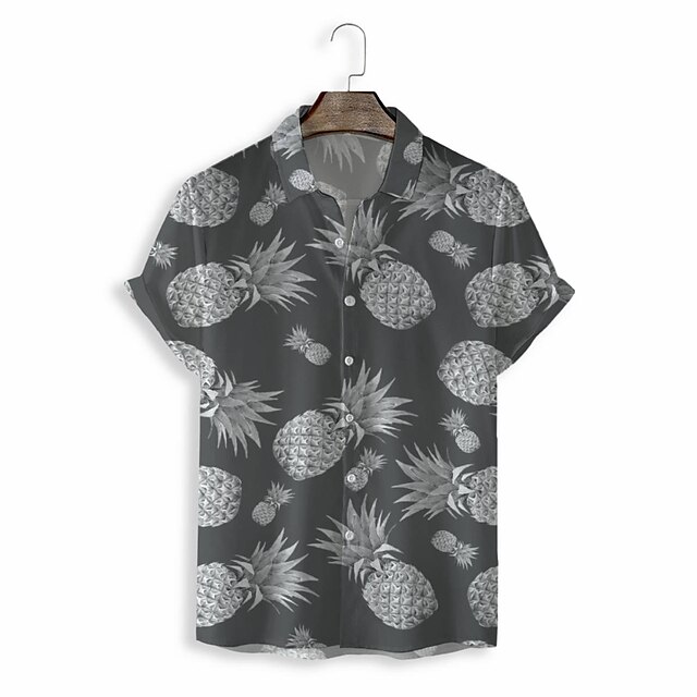 

Men's Shirt 3D Print Graphic Turndown Casual Daily 3D Print Short Sleeve Tops Casual Fashion Classic Gray