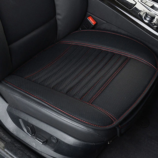 StarFire 2pcs Fashion Seat Cushion Four Season Seat Cover PU Leather Car Seat Cushion Automobiles Seat Cover Universal Car Chair Protector Pad Mat Auto Accessories 10