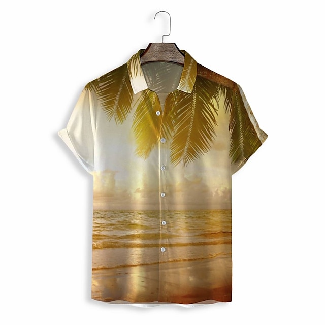 

Men's Shirt 3D Print Graphic Turndown Casual Daily 3D Print Short Sleeve Tops Casual Fashion Classic Orange