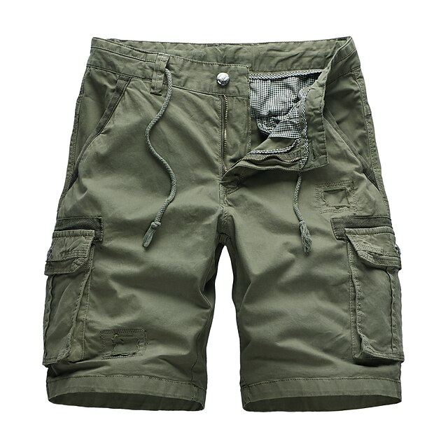 

Men's Stylish Chino Cargo Shorts Knee Length Pants Casual Daily Solid Colored Cotton Blend Mid Waist Black Light Green Army Green Navy Blue 30 32 34 36 38