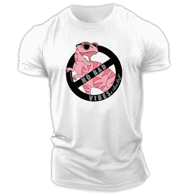 

Men's T shirt Graphic Dinosaur Crew Neck Casual Daily Print Short Sleeve Tops Lightweight Fashion Comfortable White Black Gray
