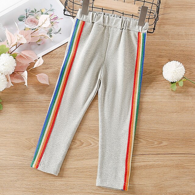 

Kids Girls' Pants Gray Rainbow Spring Summer Active Casual 2-6 Years