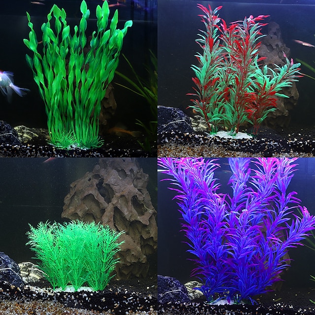3Pcs Aquarium Plastic Fish Tank Decor Floral Water Grass Plant SAFE FOR FISH 
