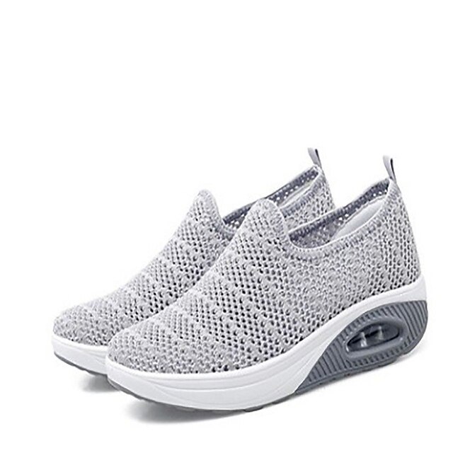 

Women's Sneakers Flyknit Shoes Flat Heel Round Toe Casual Minimalism Daily Walking Shoes Tissage Volant Loafer Fall Spring Black / White Black Gray