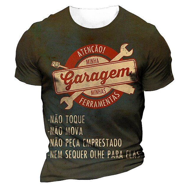 

Men's Unisex T shirt 3D Print Graphic Prints Letter Crew Neck Repair Tool Street Daily Print Short Sleeve Tops Casual Vintage Designer Big and Tall Army Green