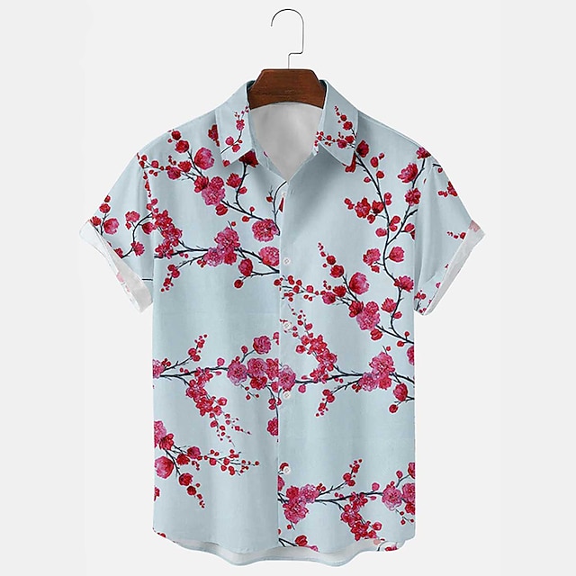 

Men's Shirt 3D Print 3D Plus Size Turndown Holiday 3D Print Short Sleeve Tops Beach A