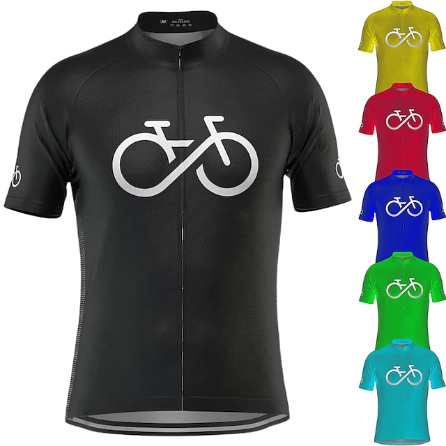  21Grams Men's Short Sleeve Cycling Jersey Bike Jersey Top with 3 Rear Pockets Breathable Quick Dry Moisture Wicking Mountain Bike MTB Road Bike Cycling Light Yellow Green White Polyester Graphic