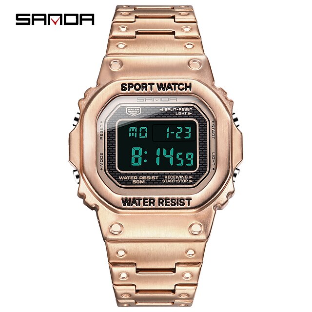  SANDA Digital Watch for Men Digital Digital Stylish Stylish Casual Waterproof Calendar Alarm Clock Alloy Alloy Fashion
