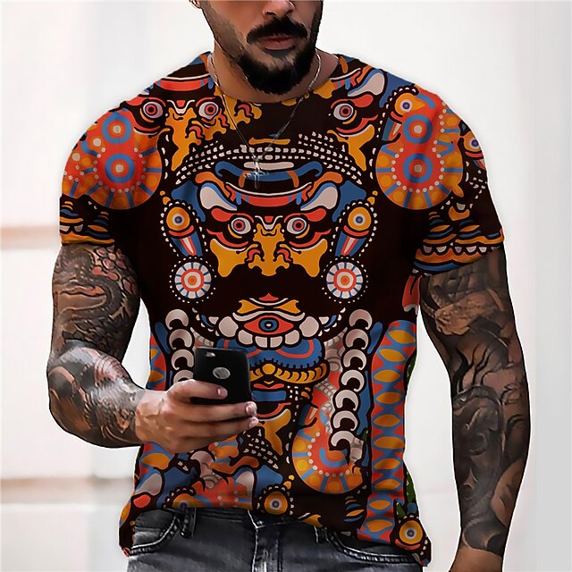 

Men's Unisex T shirt 3D Print Cartoon Graphic Prints Crew Neck Street Daily Print Short Sleeve Tops Casual Designer Big and Tall Sports Yellow