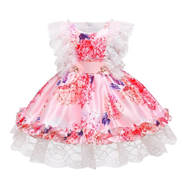

Kids Little Girls' Dress Graphic Flower Tulle Dress Party Birthday Mesh Blue Pink Wine Knee-length Short Sleeve Princess Sweet Dresses Spring Summer Slim 1 PC 3-10 Years