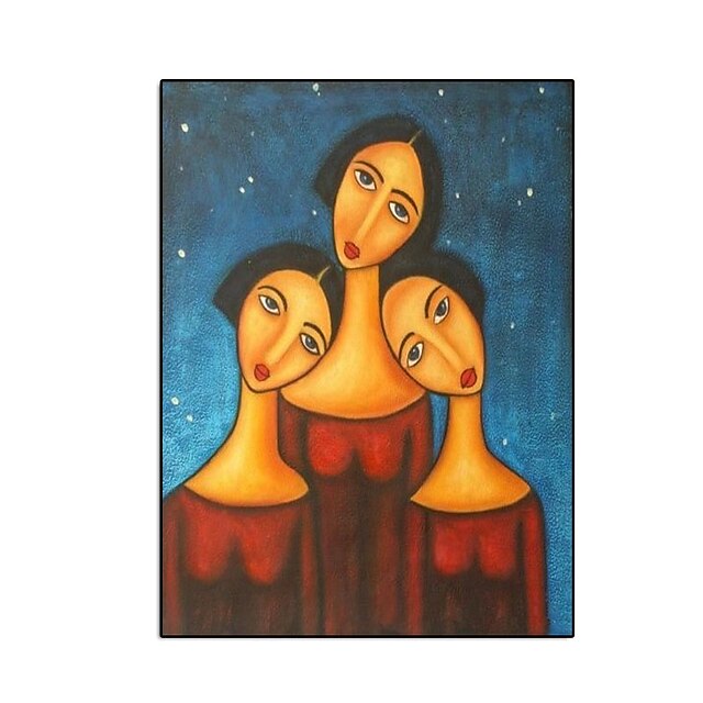 Home & Garden Wall Art | Oil Painting Hand Painted Vertical Abstract People Contemporary Modern Rolled Canvas (No Frame) - ZP371