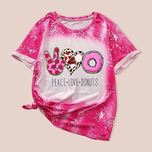 Baby & Kids Matching Outfits | Mommy and Me Valentines T shirt Tops Heart Rose Letter Causal Print Pink Short Sleeve Daily Match