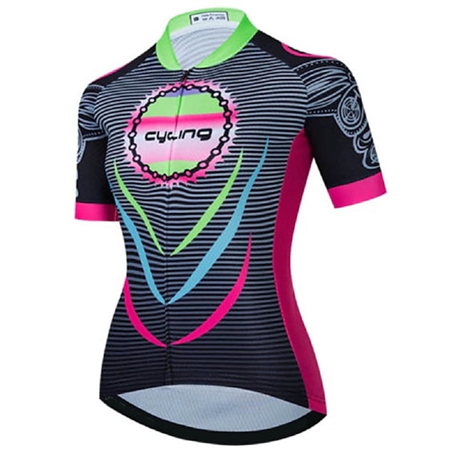 

21Grams Women's Short Sleeve Cycling Jersey Summer Spandex Black Stripes Butterfly Bike Top Mountain Bike MTB Road Bike Cycling Quick Dry Moisture Wicking Sports Clothing Apparel / Athleisure