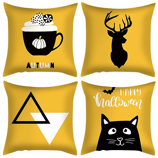 

Modern Double Side Cushion Cover 4PC Soft Decorative Square Throw Pillow Cover Cushion Case Pillowcase for Bedroom Livingroom Superior Quality Machine Washable Indoor Cushion for Sofa Couch Bed Chair