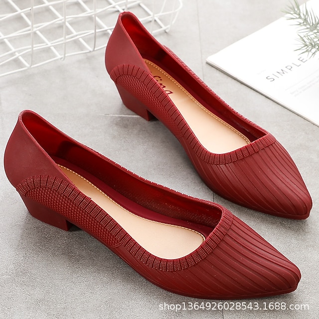

Women's Heels Flat Heel Pointed Toe Casual Daily PVC Loafer Spring Summer Almond Black Red
