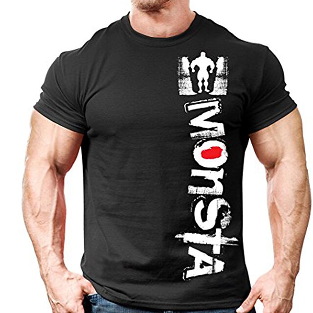

Men's T shirt Hot Stamping Graphic Letter Crew Neck Casual Daily Print Short Sleeve Tops Lightweight Fashion Big and Tall Sports Black