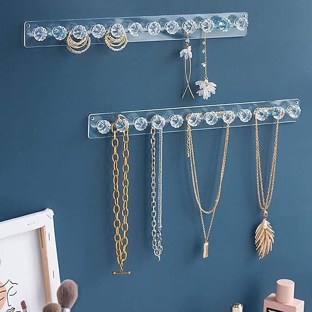  1 peça rack de armazenamento de jóias montado na parede organizador de suporte de jóias, cabide de colar acrílico, pulseiras anéis pulseiras rack de exibição, melhor presente para meninas mulheres