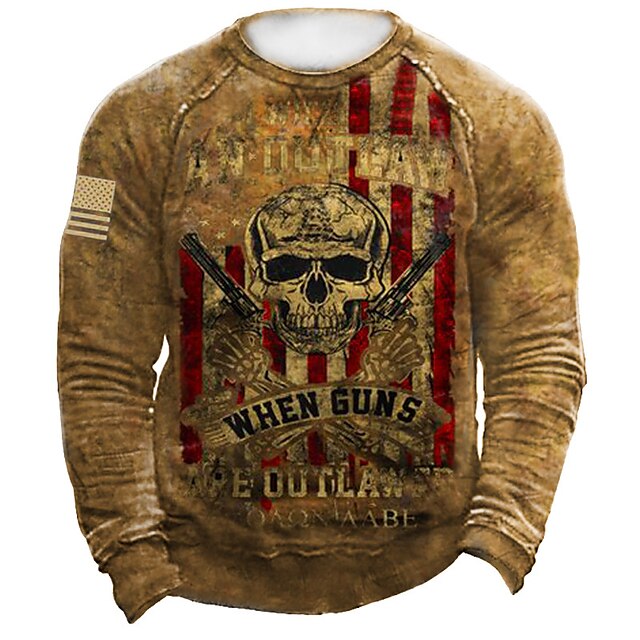 

Men's Sweatshirt Pullover Graphic Skull Print Sports Outdoor Casual Daily 3D Print Basic Casual Western Aztec Hoodies Sweatshirts Yellow