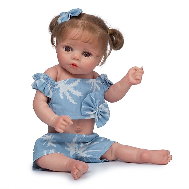 

Realistic Looking 19inch 48cm Reborn Toddler Soft Silicone Bebe Doll Reborn Princess Long Hair Doll Toy for Ages 3