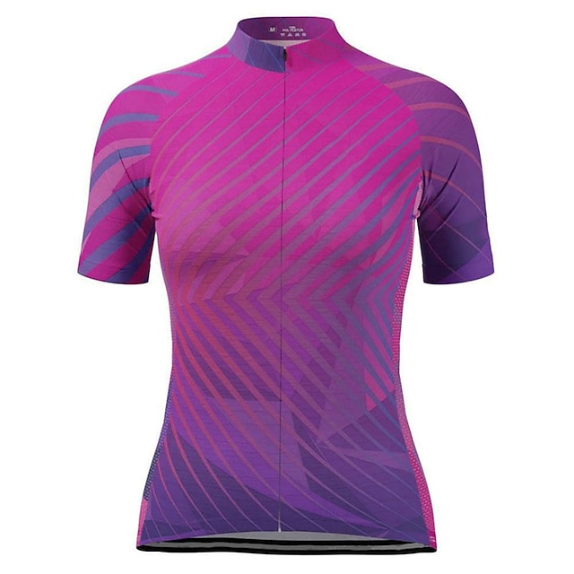 

21Grams Women's Short Sleeve Cycling Jersey Summer Spandex Purple Stripes Bike Top Mountain Bike MTB Road Bike Cycling Quick Dry Moisture Wicking Sports Clothing Apparel / Stretchy / Athleisure